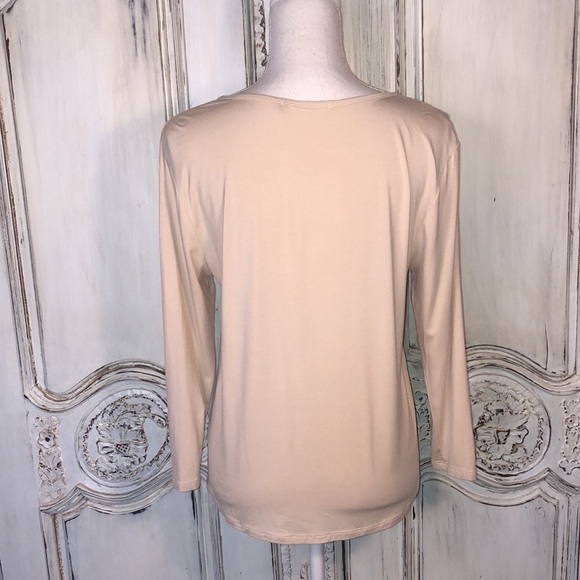 Emerette Deep V Neck Long Sleeve Soft Basic Jersey Knit Top Size Large - Picture 8 of 10